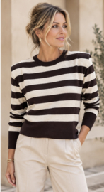 stijlvolle gestreepte trui -choco Bruin-Beige