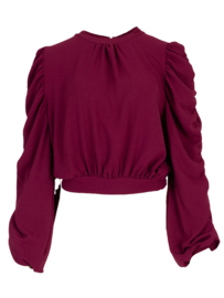 Top Gesmokte mouw || Azzurro || Prugna