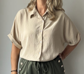 Blouse korte mouw || Azzurro || Beige