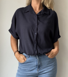 Blouse korte mouw || donker blauw || Azzurro