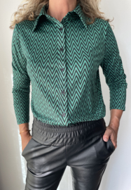 Travel blouse zigzag print | Groen