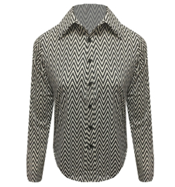 Travel blouse zigzag print | zwart-wit