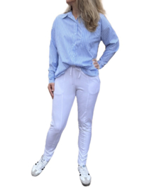 Slimfit travelstof broek || Angelle Milan || wit