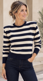 Stijlvolle gestreepte trui Donkerblauw - offwhite