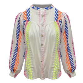 Blouse || multicolor Aztec print|| Katoen