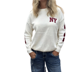 New York trui || Beige -Bordeaux || Yess-style