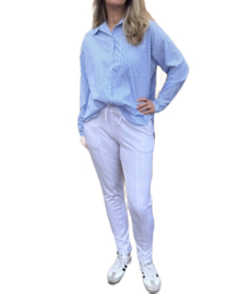Slimfit travelstof broek || Angelle Milan || wit