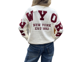 New York trui || Beige -Bordeaux || Yess-style