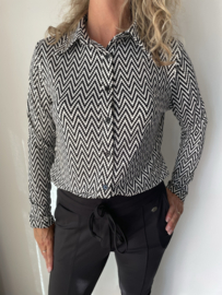 Travel blouse zigzag print | zwart-wit