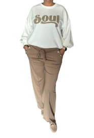 Travelstof wide leg Pantalon || yess-style || Taupe
