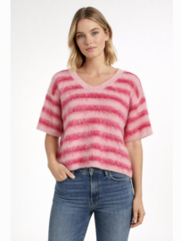 Gestreept v-hals top || Roze || Azzurro mode