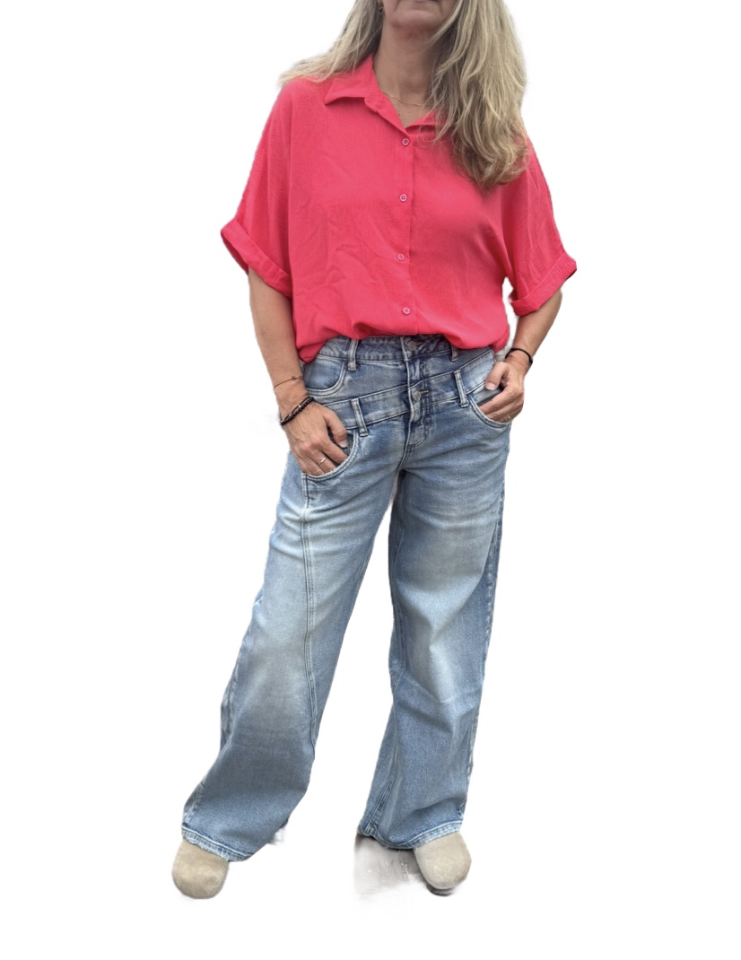 Blouse korte mouw || Koraal || Azzurro