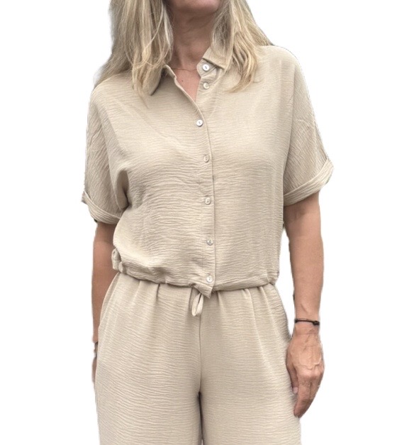 Blouse met strik koord || Azzurro || 93203