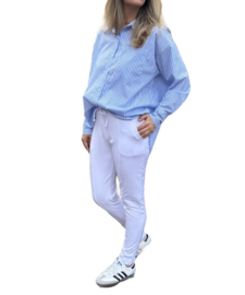 Slimfit travelstof broek || Angelle Milan || wit