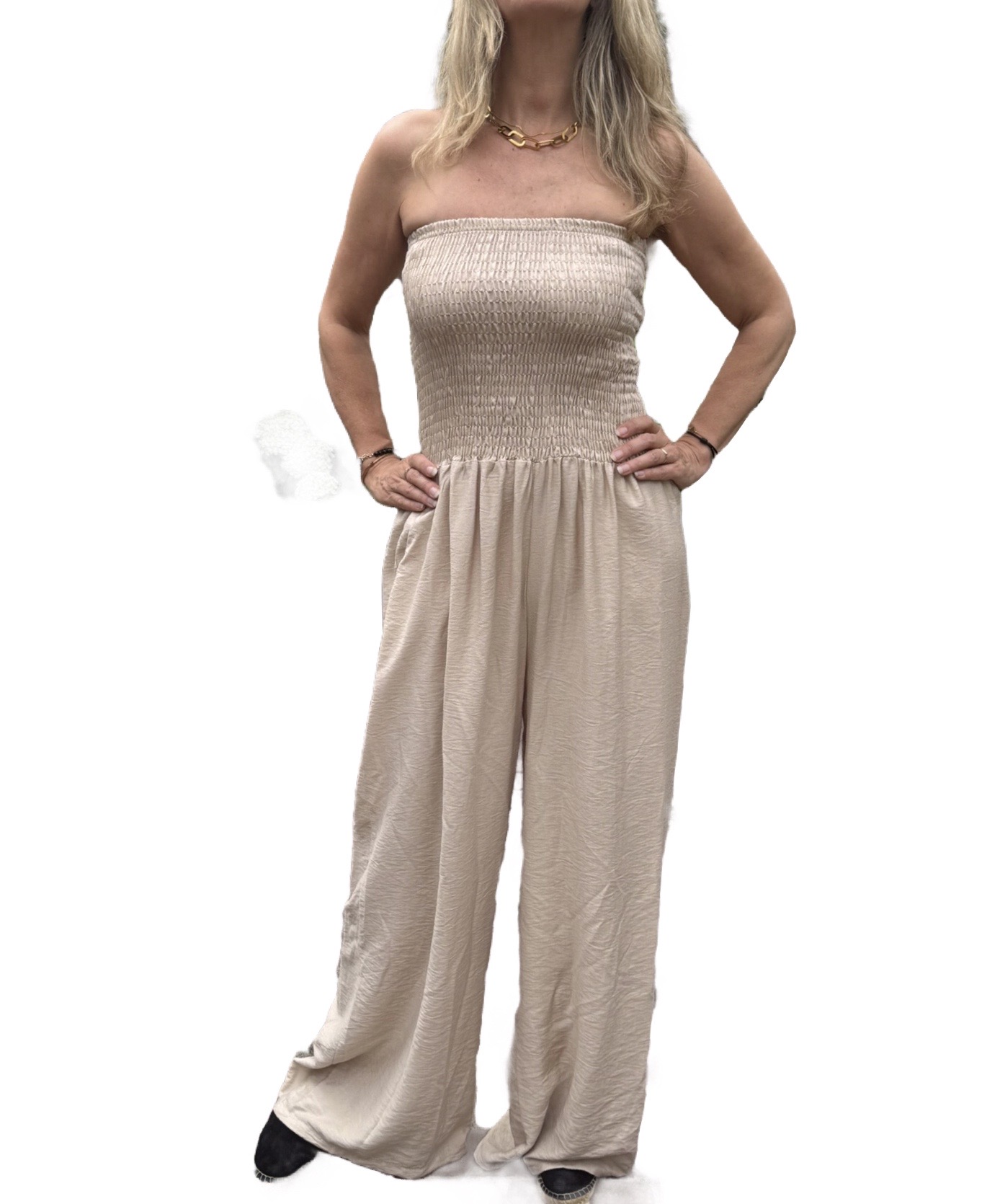 Strapless Jumpsuit - Nude elegance