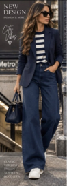Stijlvolle gestreepte trui Donkerblauw - offwhite