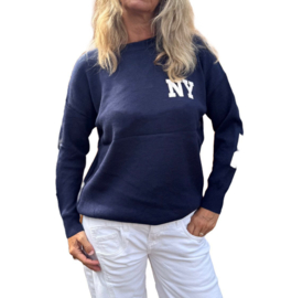 New York trui || Blauw -Beige || Yess-style