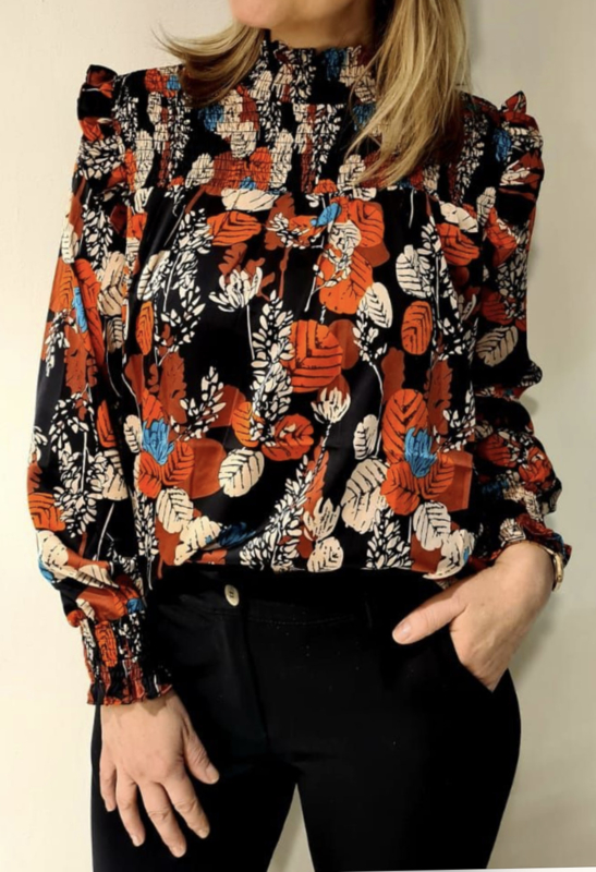 Blouse Print met ruches rood