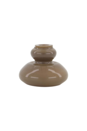 Glazen kandelaar warm grijs 5,5cm