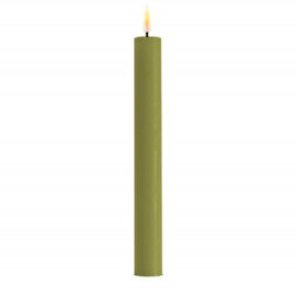 Real flame dinner candles olive green 2,0 x 24 cm