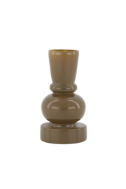 Glazen vaasje  warm grijs 10 cm