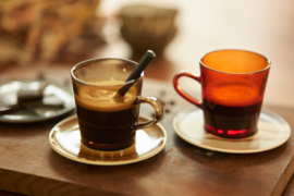 Glass coffee cup mud