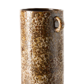 Vase long, reactive brown