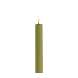 Real flame dinner candles olive green 2,0 x 15 cm