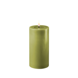 Real flame led candle olive green 7,5 x 15 cm