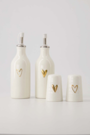 Peper en zout stel keramiek hartje