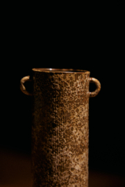 Vase long, reactive brown