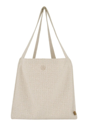 Katoenen tas met logo print, zand wit