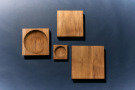 Teak cube bowl, small