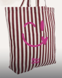 Tas natural stripe burgundy