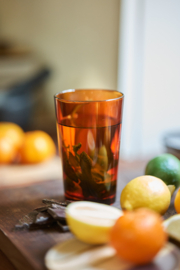 Glass tea mug amber brown