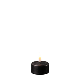 Real flame led candle black tealight 4 x 4,5 cm, 2 stuks