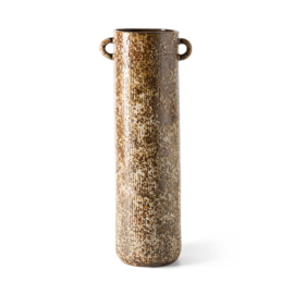 Vase long, reactive brown