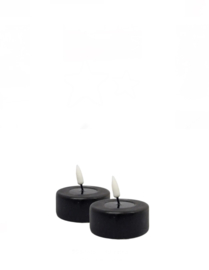 Real flame led candle black tealight 6,1 x 5,5  2 stuks