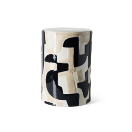 Ceramic side table, black ink.