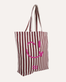 Tas natural stripe burgundy