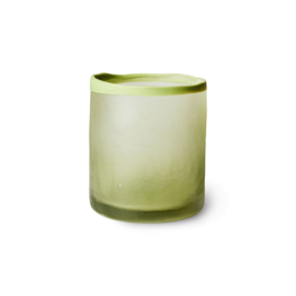 Glass tealight holder, olive