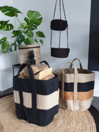 Jute mand zwart naturel XL