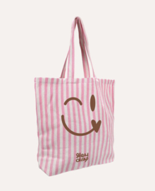 Tas natural stripe light pink