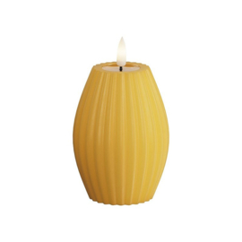 Stripe candle curry 7,5 x 10 cm