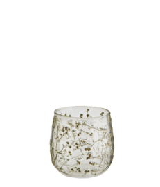 Glass votive with leaves M