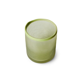 Glass tealight holder, olive