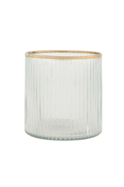Waxinelichthouder glas ribbel