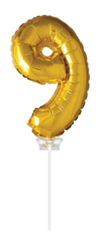 Folieballon 40cm goud 9 (met stokje)