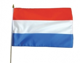 Vlag op stok Nederland stof (30x45cm)