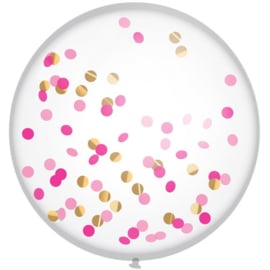 Mega confetti ballon roze
